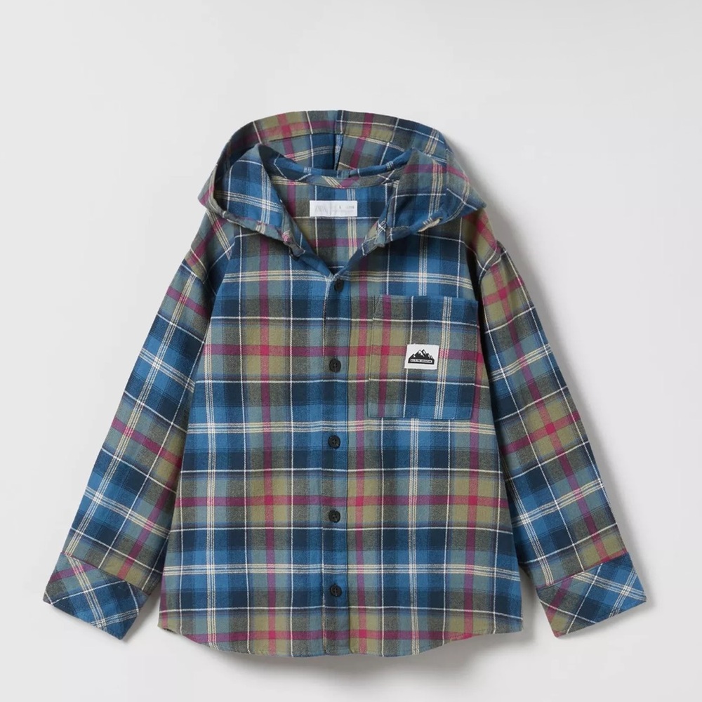 Zara Hooded Plaid Shirt